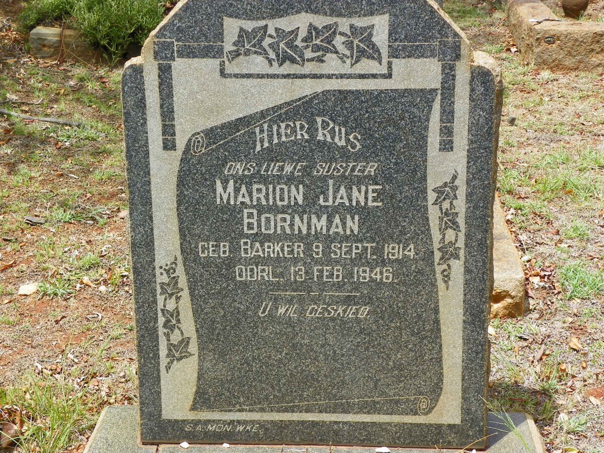 BORNMAN Marion Jane nee BARKER 1914-1946