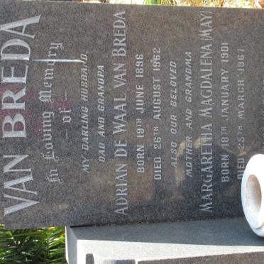 BREDA Adrian de Waal, van 1896-1962 &amp; Margaretha Magdalena MAY 1901-1967