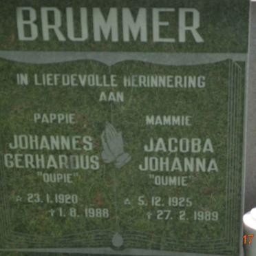 BRUMMER Johannes Gerhardus 1920-1988 &amp; Jacoba Johanna 1925-1989