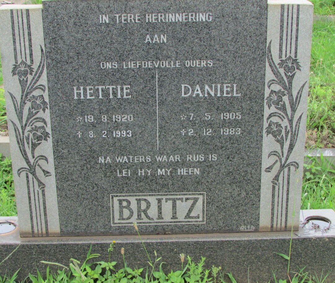 BRITZ Daniel 1905-1983 &amp; Hettie 1920-1993