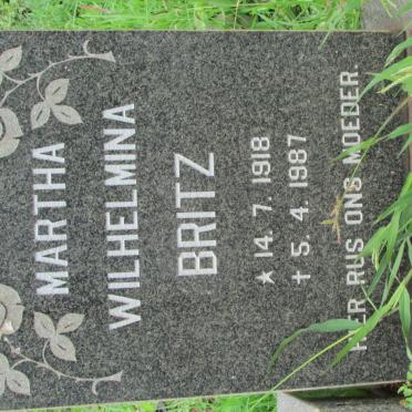 BRITZ Martha Wilhelmina 1918-1987