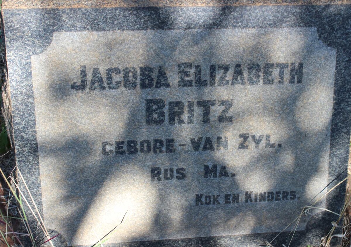 BRITZ Jacoba Elizabeth nee VAN ZYL