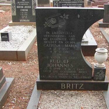 BRITZ Rudolf Johannes 1899-1980 &amp; Catrina Maria CRONJE 1899-1980