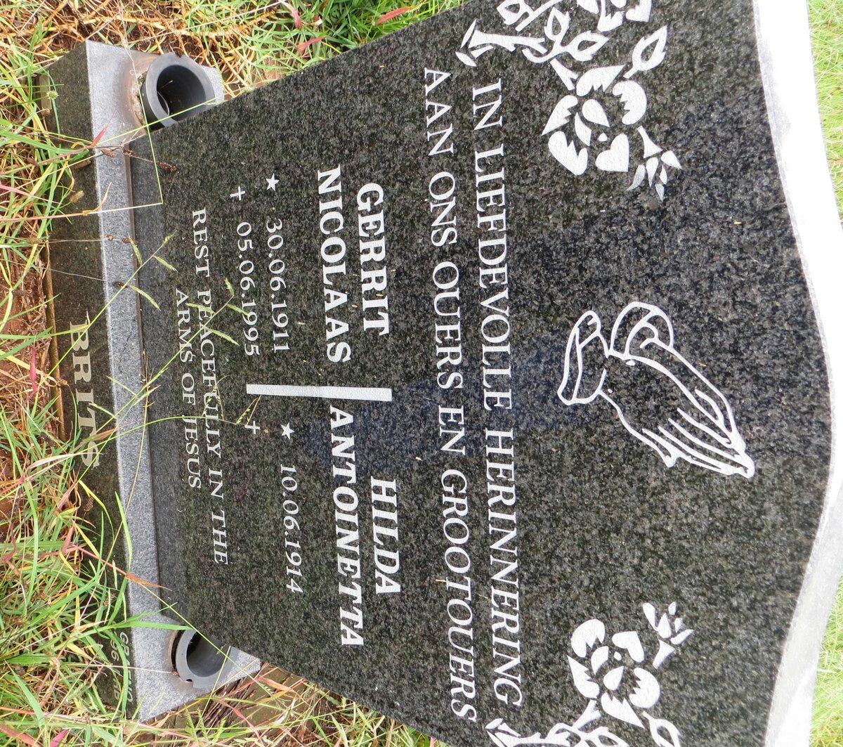 BRITS Gerrit Nicolaas 1911-1995 &amp; Hilda Antoinetta 1914-