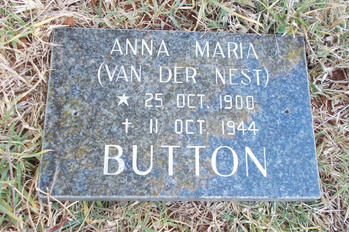 BUTTON Anna Maria nee VAN DER NEST 1900-1944