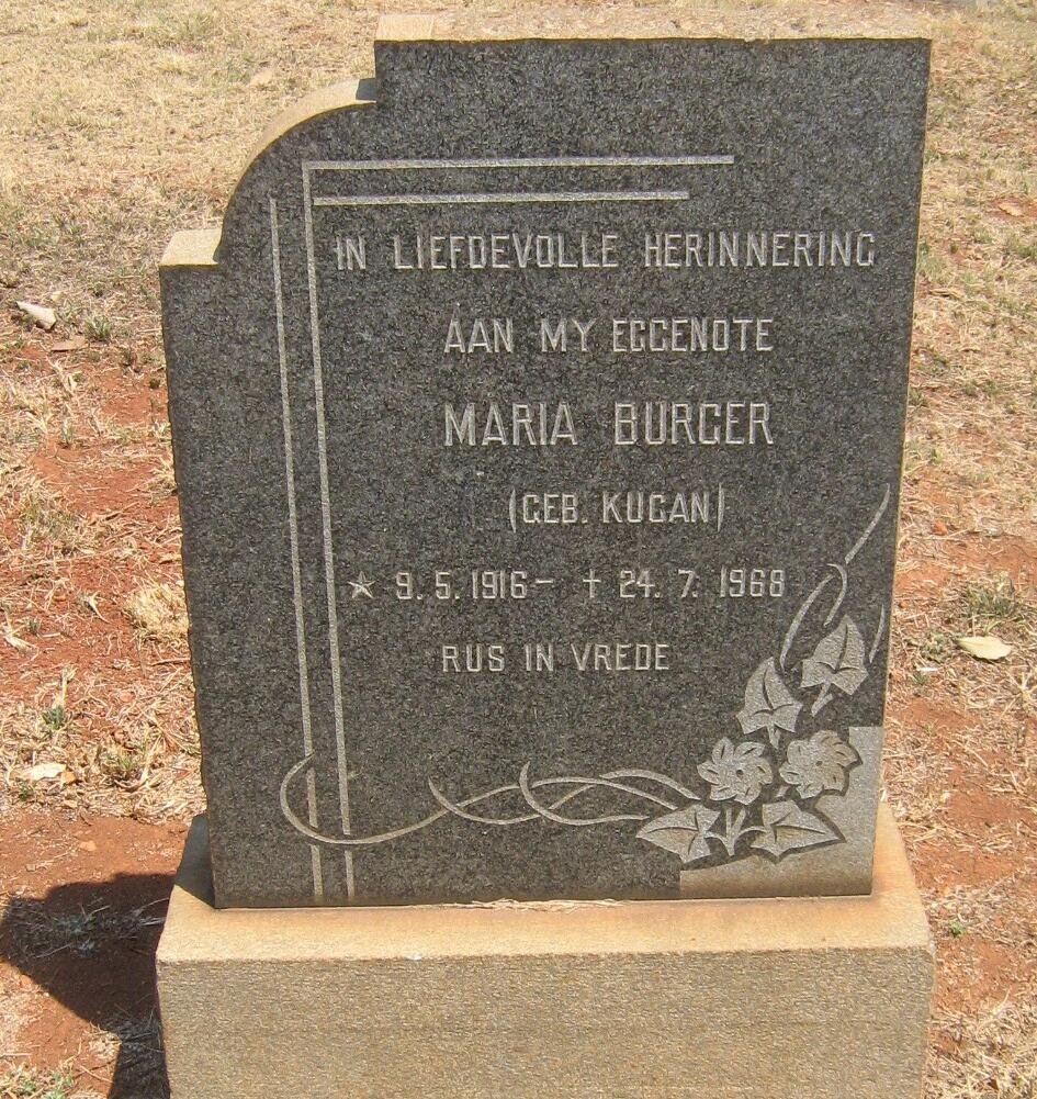 BURGER Maria nee KUGAN 1916-1968