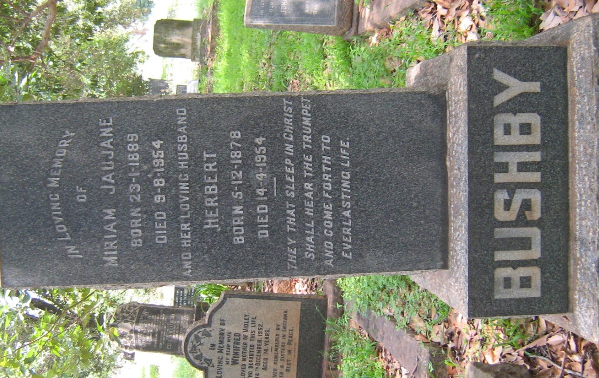 BUSHBY Herbert 1878-1954 &amp; Miriam Jaujane 1889-1954