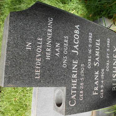 BUSHNEY Frank Samuel 1906-1982 &amp; Catherine Jacoba 1905-1982