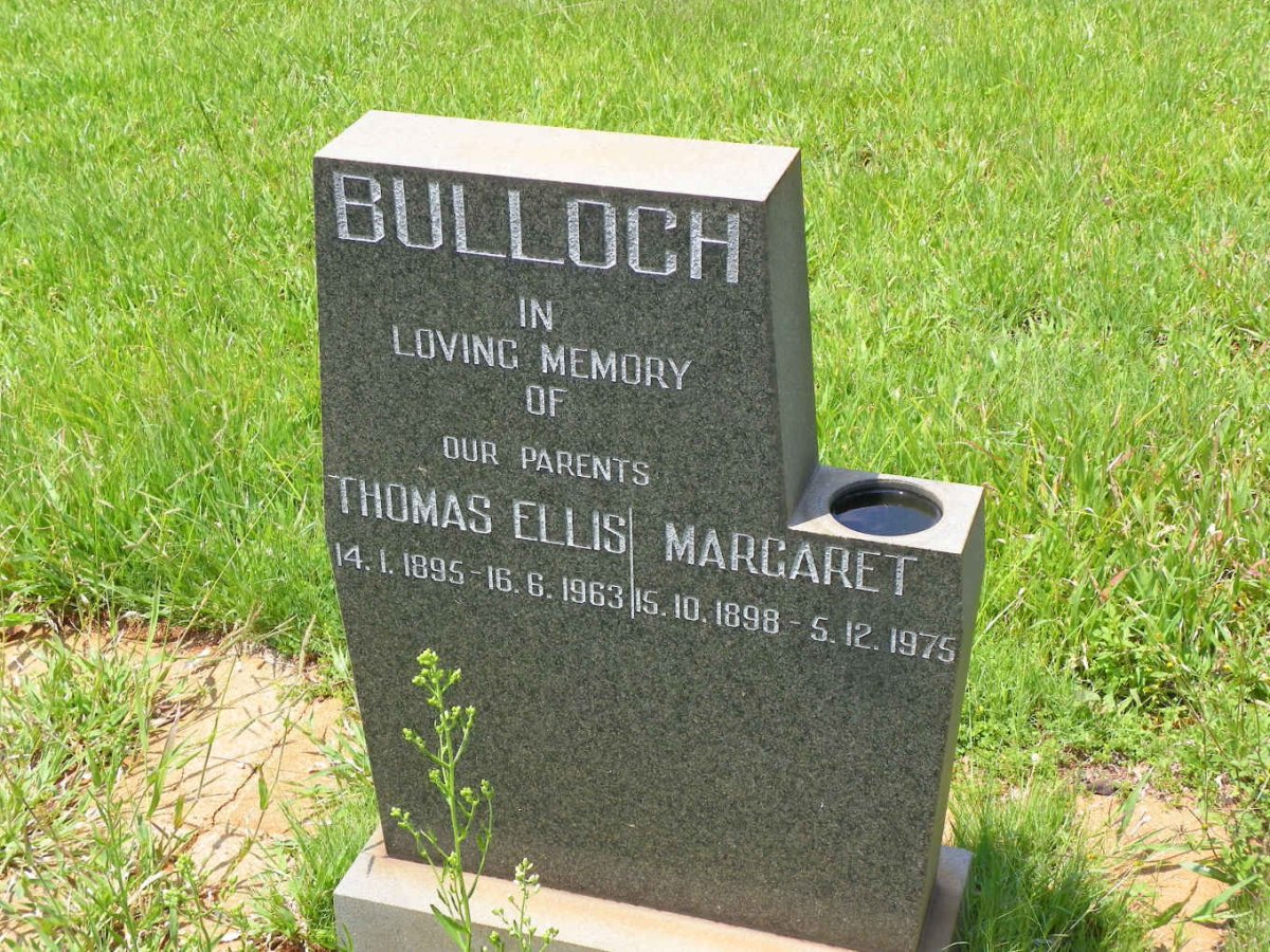 BULLOCH Thomas Ellis 1895-1963 &amp; Margaret 1898-1975