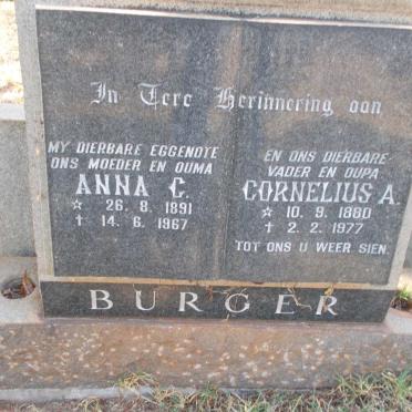 BURGER Cornelius A. 1880-1977 &amp; Anna C. 1891-1967
