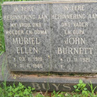 BUYS John Burnett 1921- &amp; Muriel Ellen 1919-1985