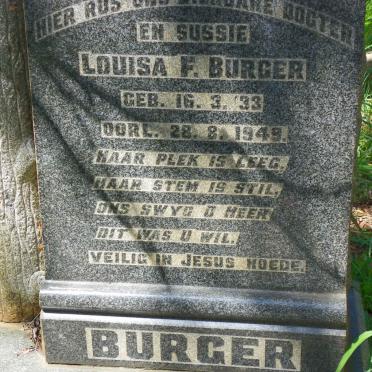 BURGER Louisa F. 1933-1949