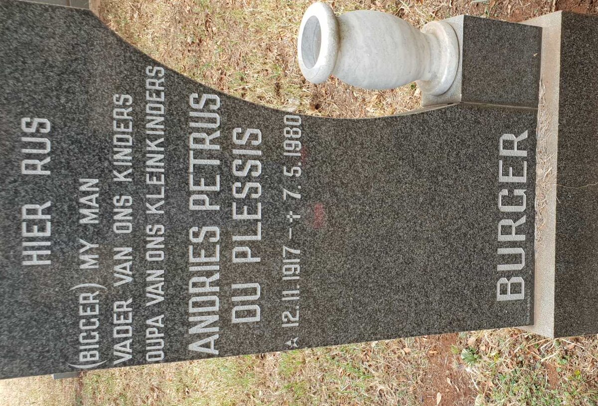BURGER Andries Petrus Du Plessis 1917-1980