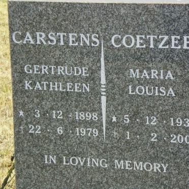 CARSTENS Gertrude Kathleen 1898-1979 :: COETZEE Maria Louisa 1932-2007