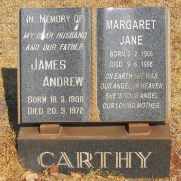 CARTHY James Andrew 1900-1972 &amp; Margaret Jane 1908-1996