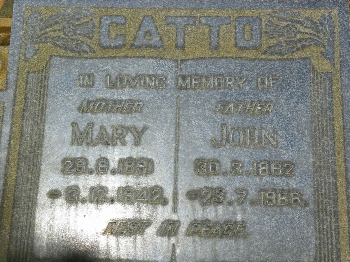 CATTO John 1882-1966 &amp; Mary 1881-1942 :: HAYWARD Gladys Jane 1908-1988