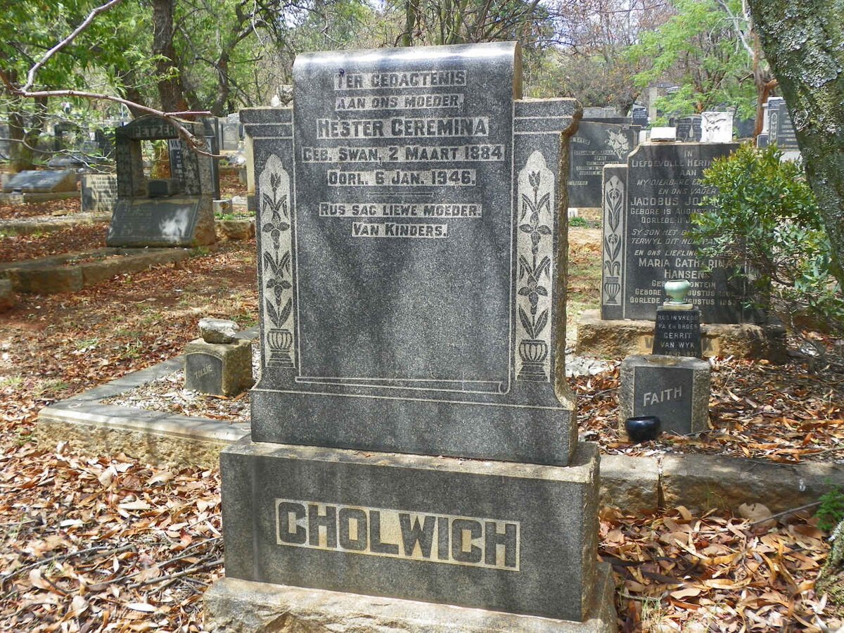 CHOLWICH Hester Geremina nee SWAN 1884-1946