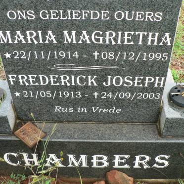 CHAMBERS Frederick Joseph 1913-2003 &amp; Maria Magrietha 1914-1995