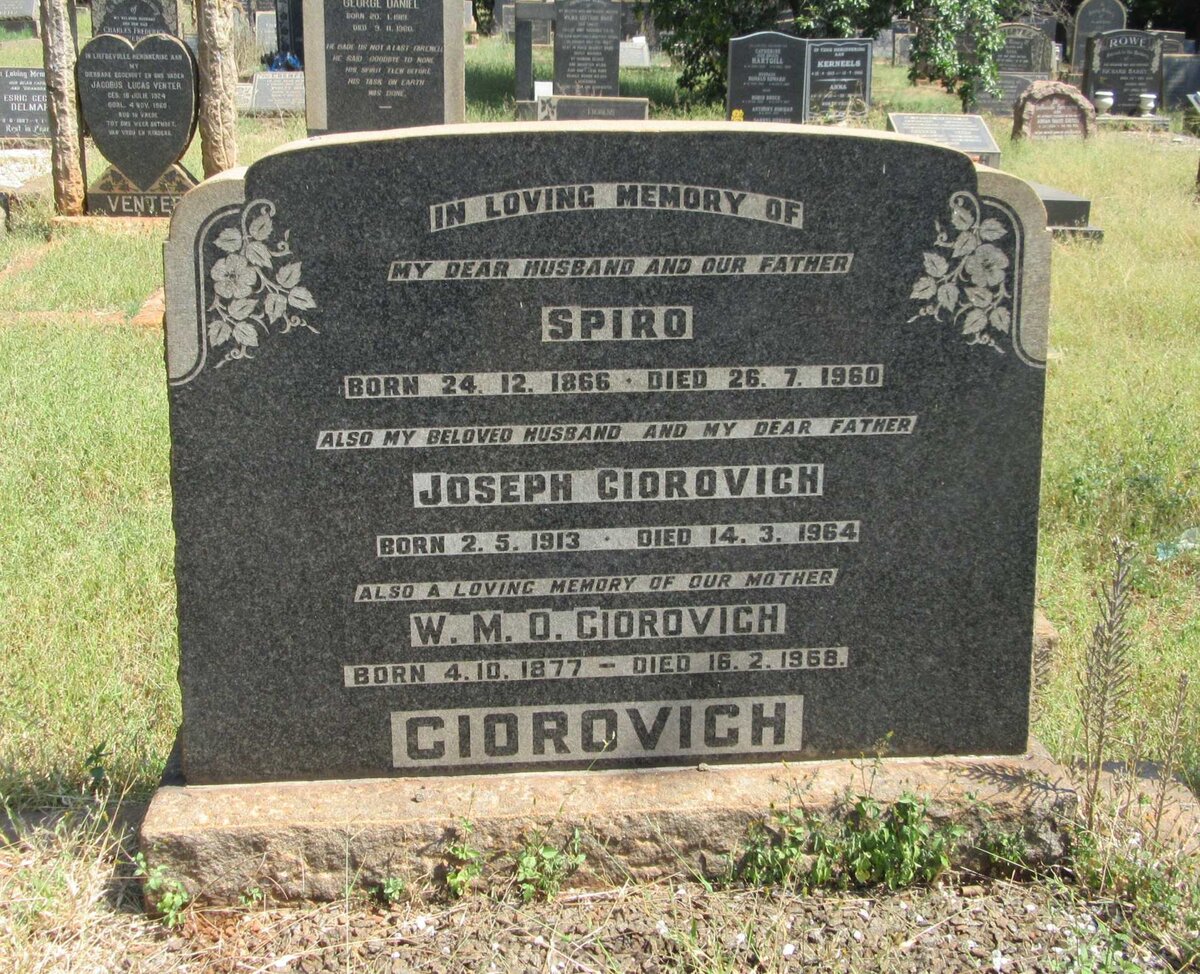 CIOROVICH Spiro 1866-1960 &amp; W.M.O. 1877-1968 :: CIOROVICH Joseph 1913-1964