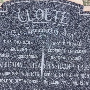 CLOETE Christiaan Petrus 1869-1956 &amp; Catherina Louisa 1876-1963