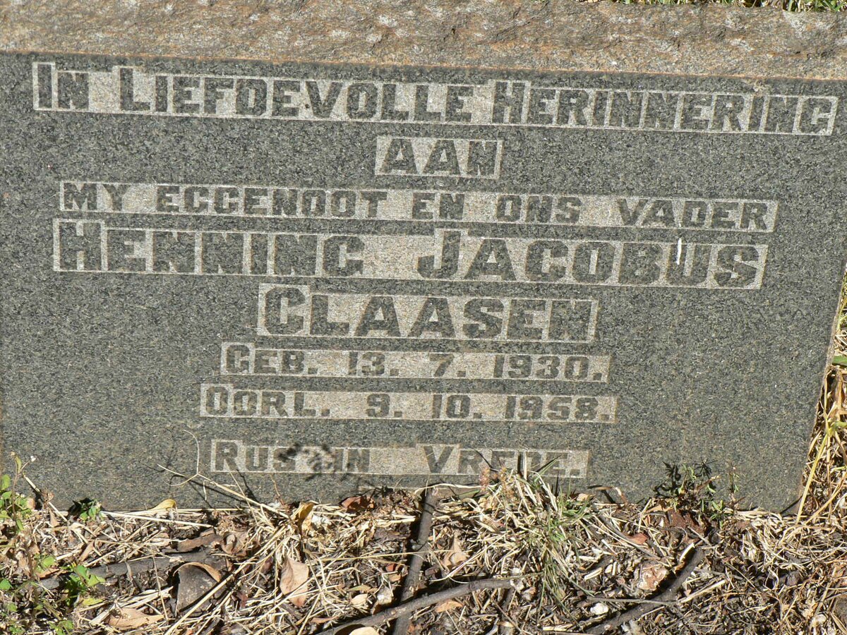 CLAASEN Henning Jacobus 1930-1958