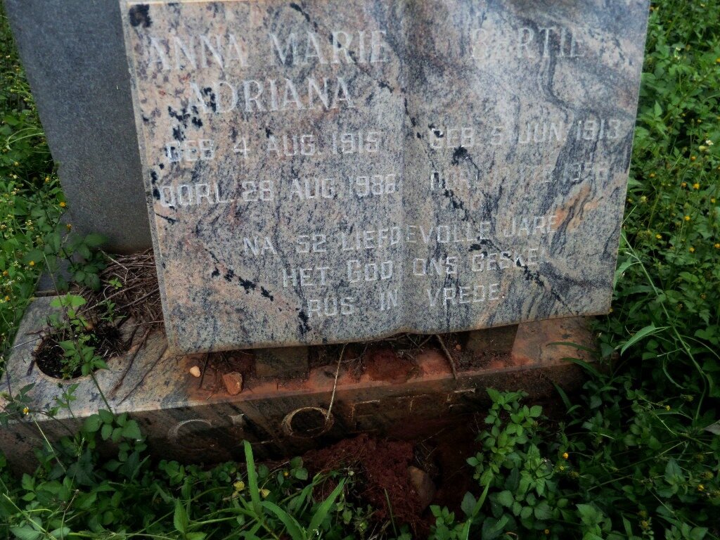 CLOETE Bertie 1913-1956 &amp; Anna Maria Adriana 1915-1986