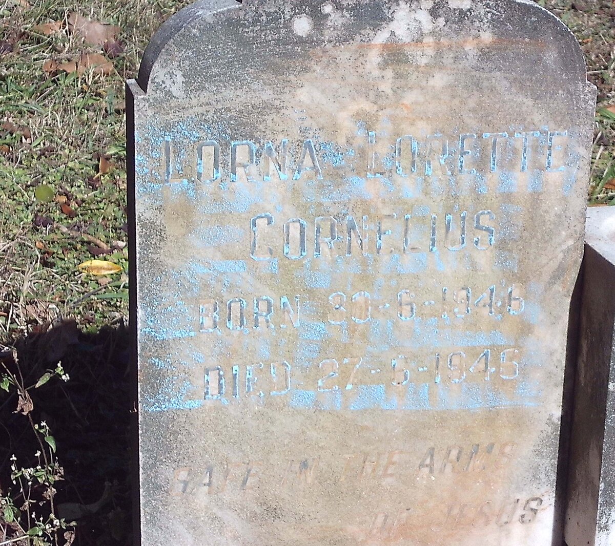 CORNELIUS Lorna Lorette 1946-1946