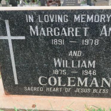 COLEMAN William 1875-1946 &amp; Margaret Ann 1891-1978