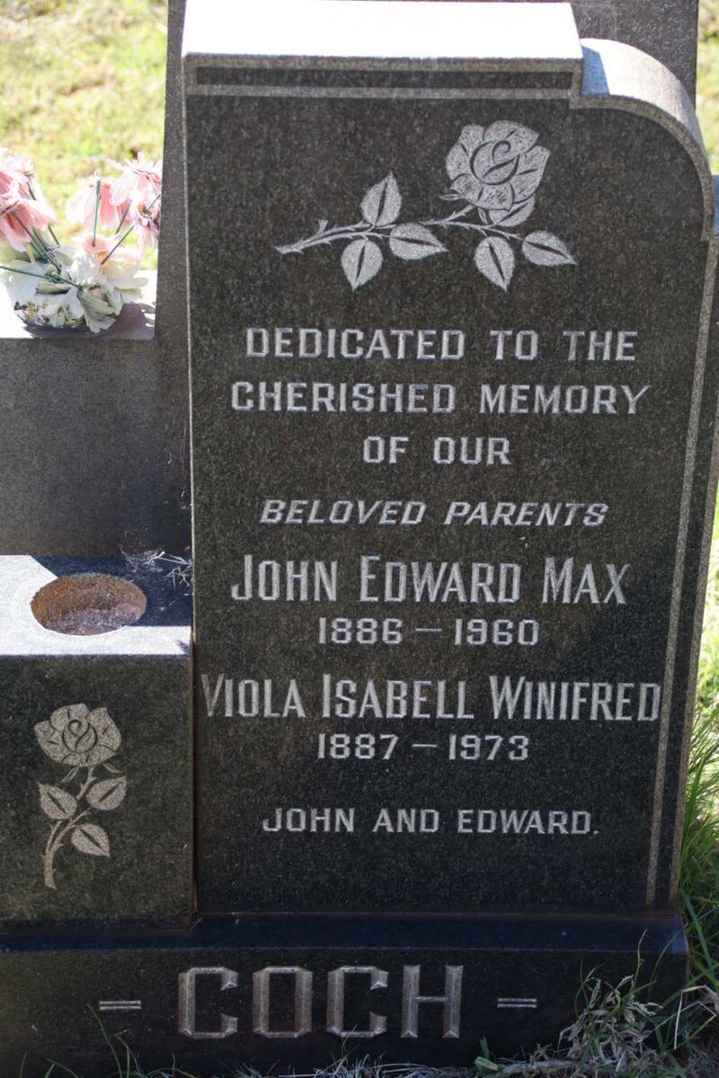 COCH John Edward Max 1886-1960 &amp; Viola Isabell Winifred 1887-1973