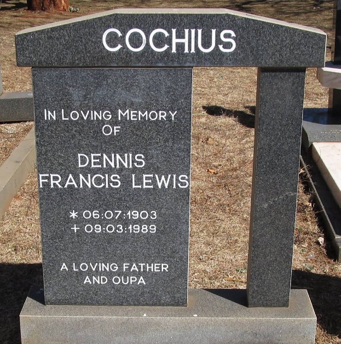COCHIUS Dennis Francis Lewis 1903-1989