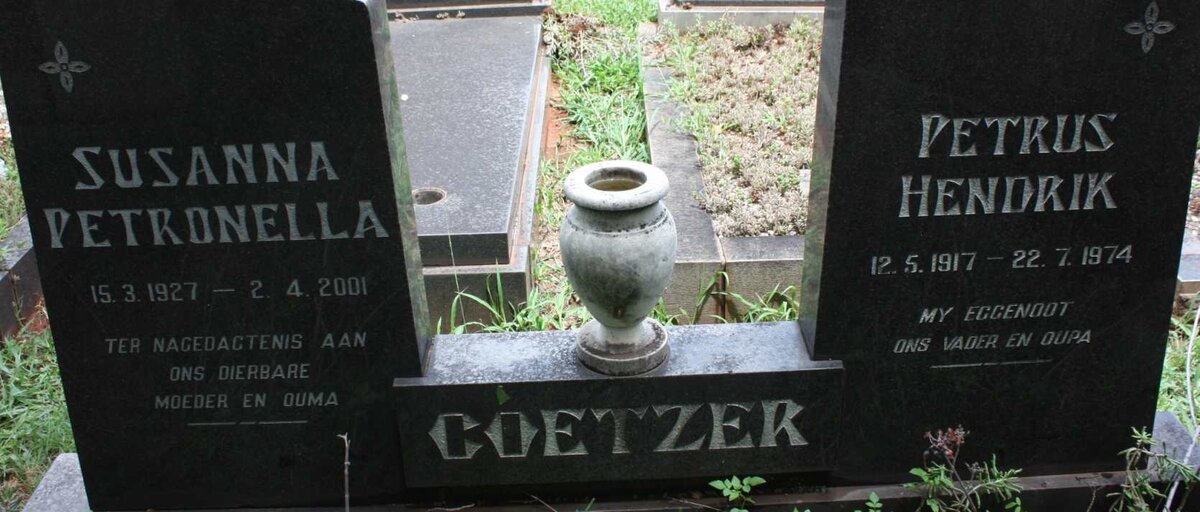 COETZER Petrus Hendrik 1917-1974 &amp; Susanna Petronella 1927-2001
