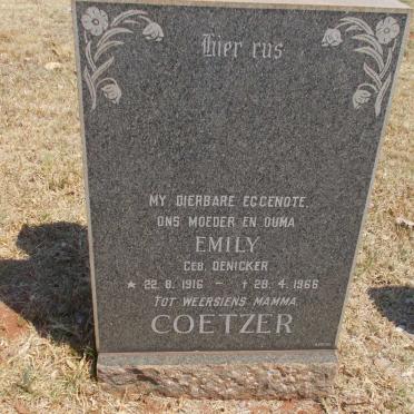 COETZER Emily nee DENICKER 1916-1966
