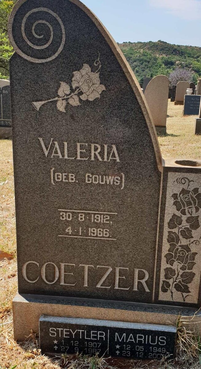 COETZER Steytler 1907-1987 &amp; Valeria GOUWS 1912-1966 :: COETZER Marius 1949-2002