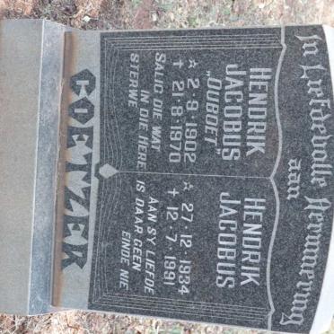 COETZER Hendrik Jacobus 1902-1970 :: COETZER Hendrik Jacobus 1934-1991