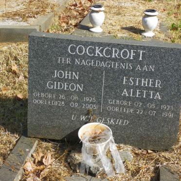 COCKROFT John Gideon 1925-2005 &amp; Esther Aletta 1923-1991