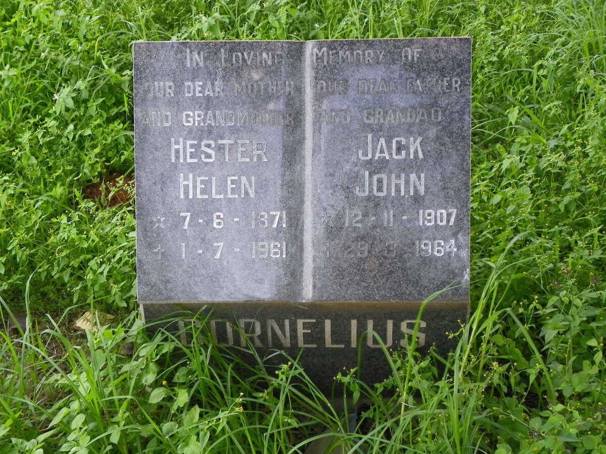 CORNELIUS Hester Helen 1871-1961 :: CORNELIUS Jack John 1907-1964  