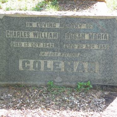 COLEMAN Charles William -1942 &amp; Susan Maria -1958