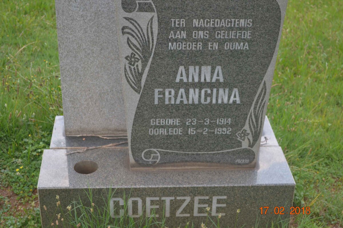 COETZEE Anna Francina 1914-1992