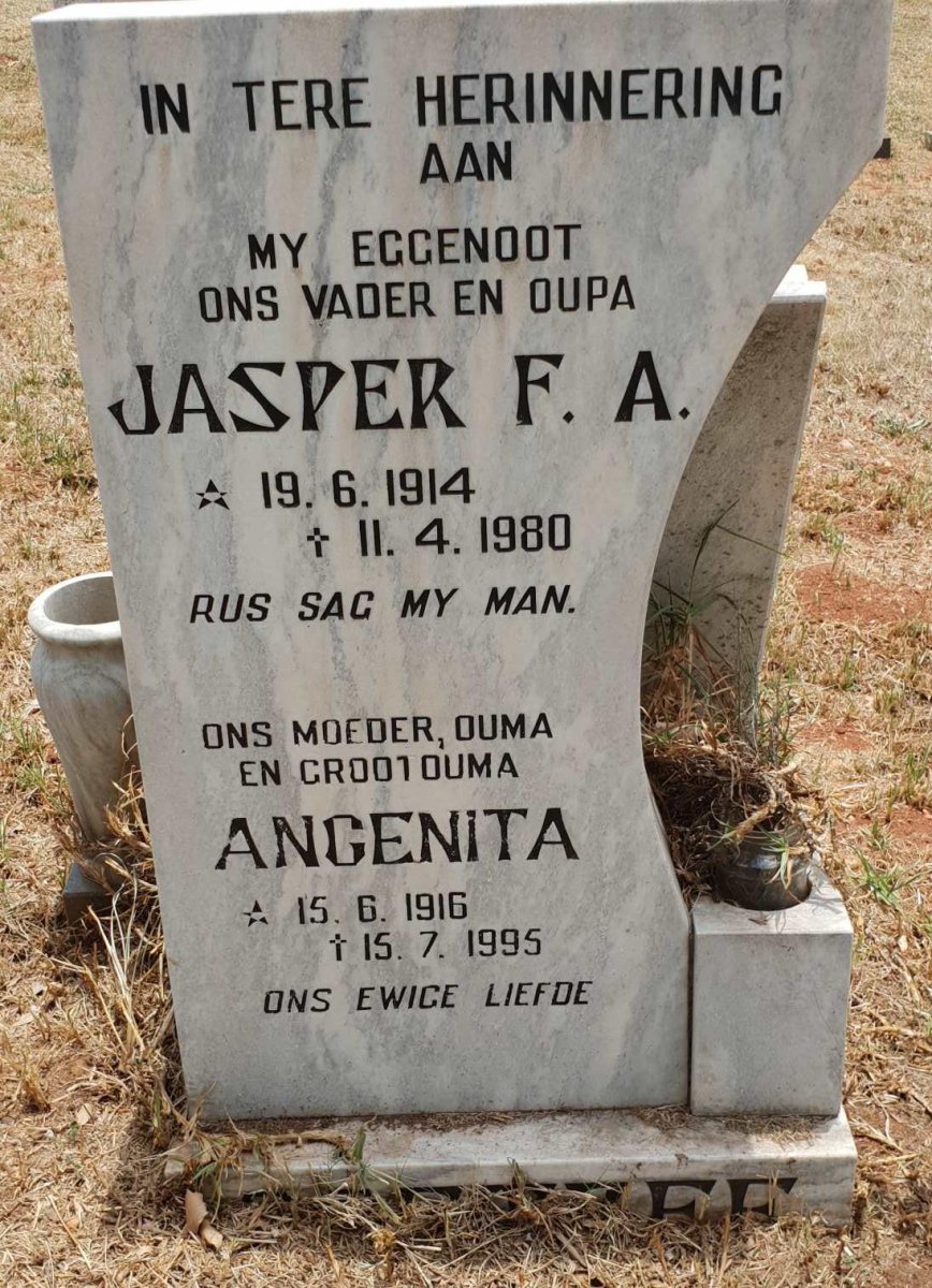 COETZEE Jasper F.A. 1914-1980 &amp; Angenita 1916-1995