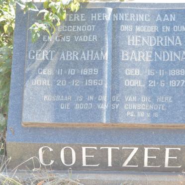COETZEE Gert Abraham 1889-1963 &amp; Hendrina Barendina 1889-1977