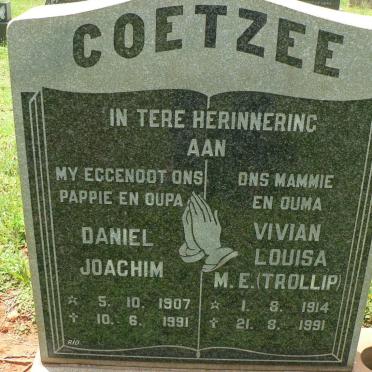 COETZEE Daniel Joachim 1907-1991 &amp; Vivian Louisa M.E. TROLLIP 1914-1991