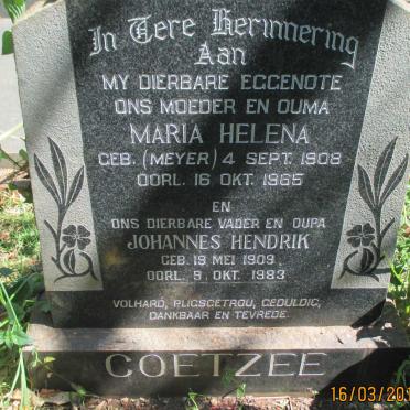 COETZEE Johannes Hendrik 1909-1983 &amp; Maria Helena MEYER 1908-1965