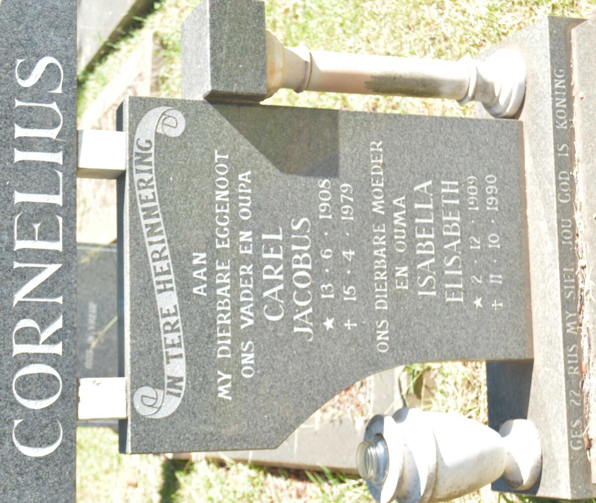 CORNELIUS Carel Jacobus 1908-1979 &amp; Isabella Elisabeth 1909-1990