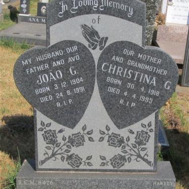 COSTA Joao G., da 1904-1991 &amp; Christina G. 1918-1993 