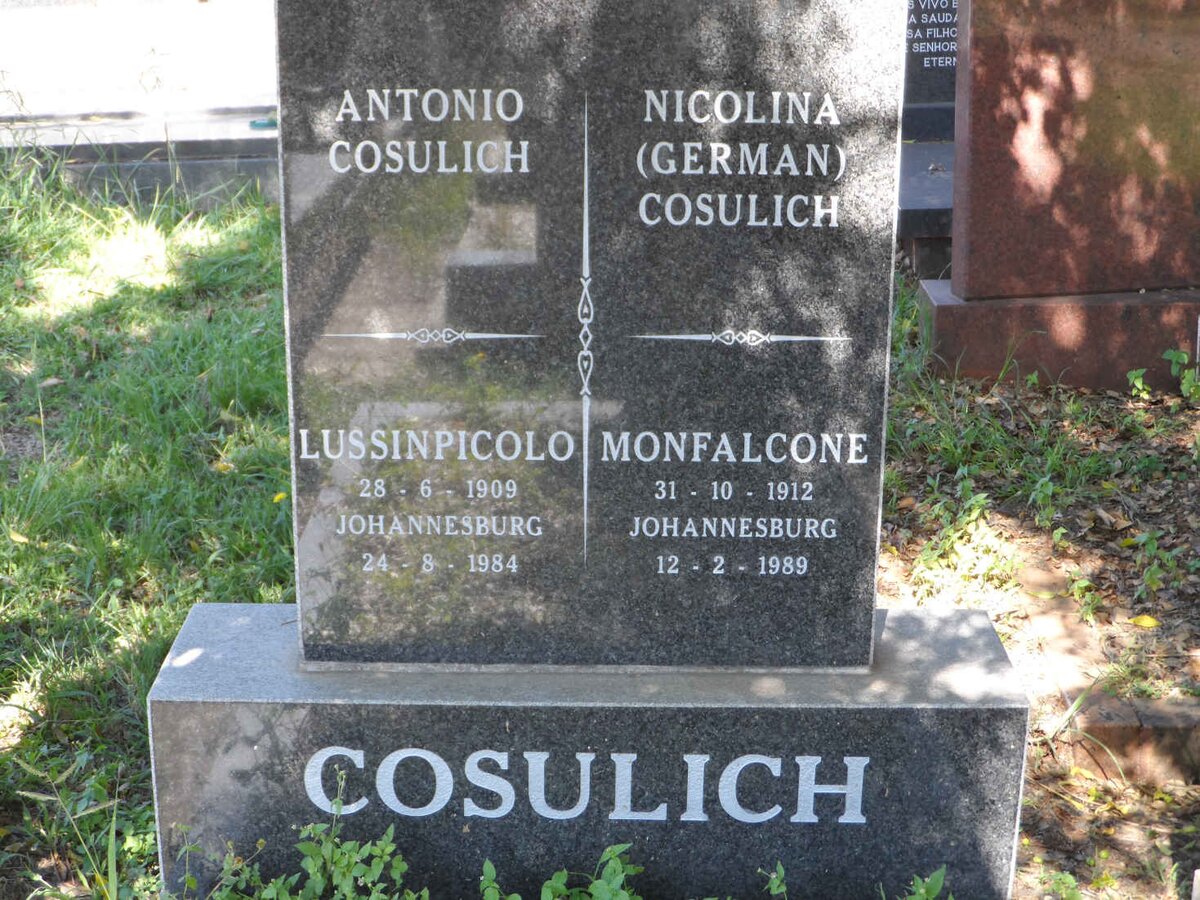 COSULICH Antonio 1909-1984 &amp; Nicolina GERMAN 1912-1989