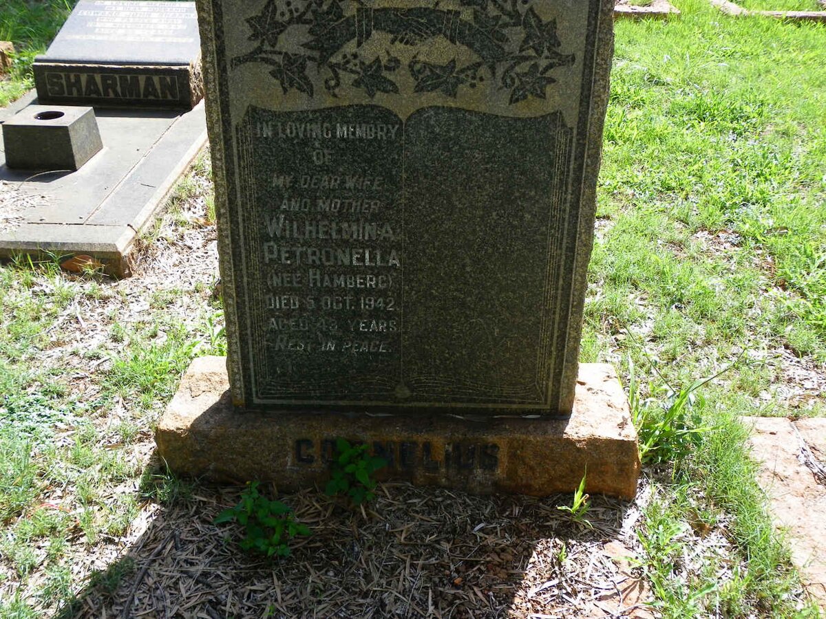 CORNELIUS Wilhelmina Petronella nee HAMBERG -1942