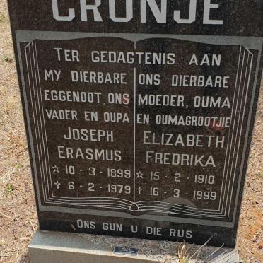 CRONJE Joseph Erasmus 1899-1979 &amp; Elizabeth Fredrika 1910-1999