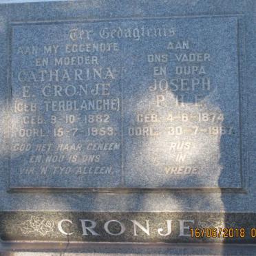 CRONJE Joseph P.H.E. 1874-1967 &amp; Catharina E. TERBLANCHE 1882-1953
