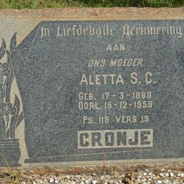 CRONJE Aletta S.C. 1868-1958