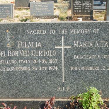 CURTOLO Eulalia Del Bon Ved 1887-1974 &amp; Maria Aita 1882-1963
